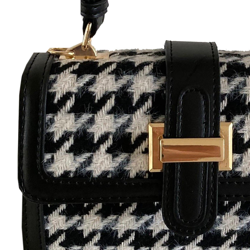 Black and White Hangbag-Houndstooth - John Cootes