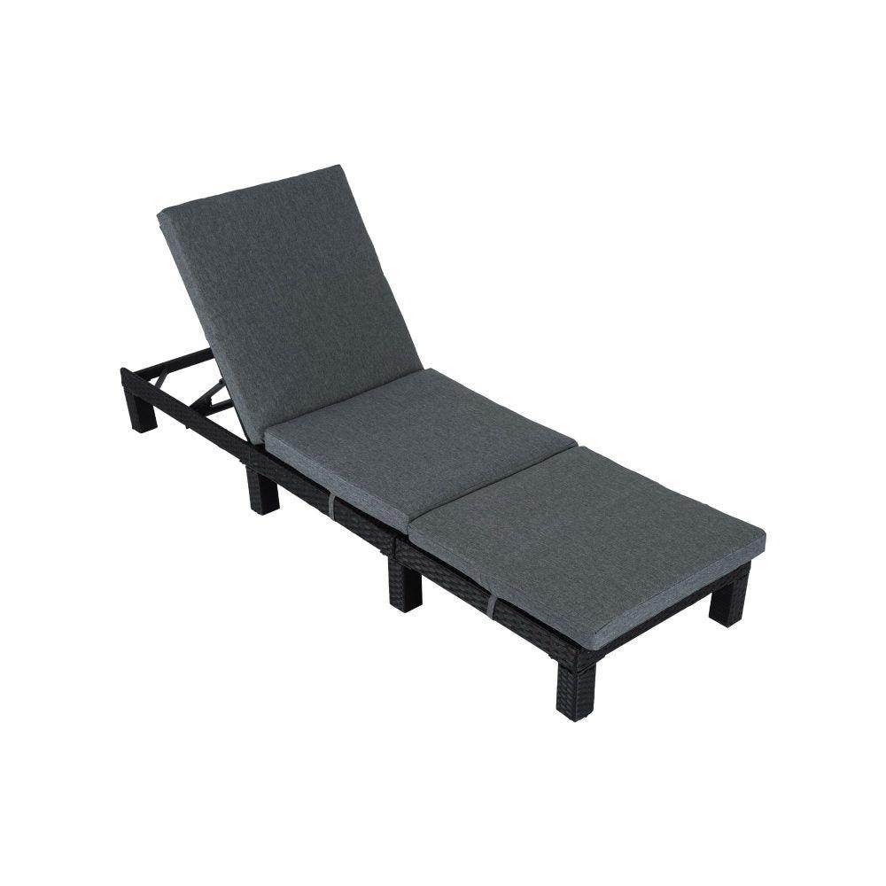 Black Rattan Sunlounge Set with Joining Coffee Table - John Cootes