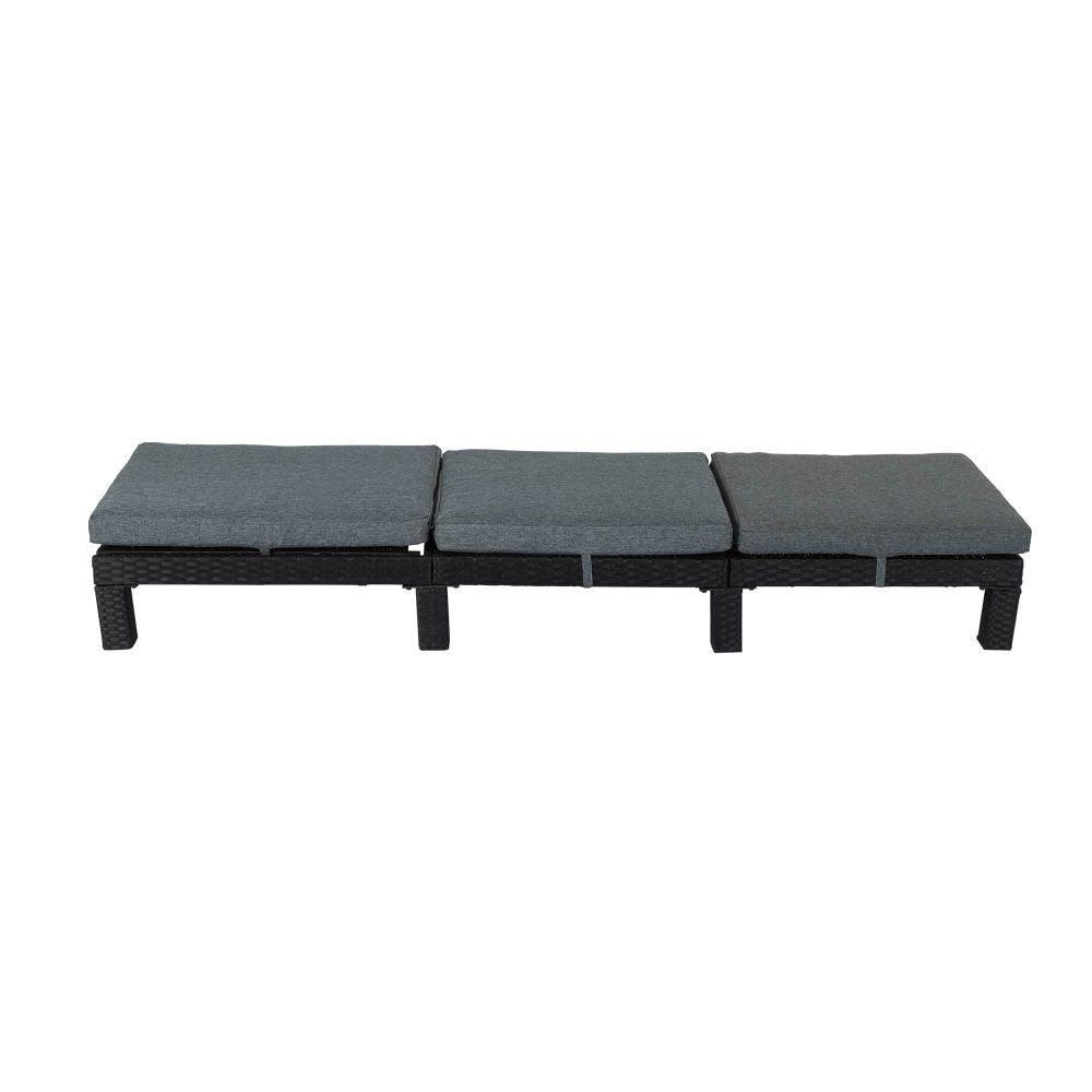 Black Rattan Sunlounge Set with Joining Coffee Table - John Cootes