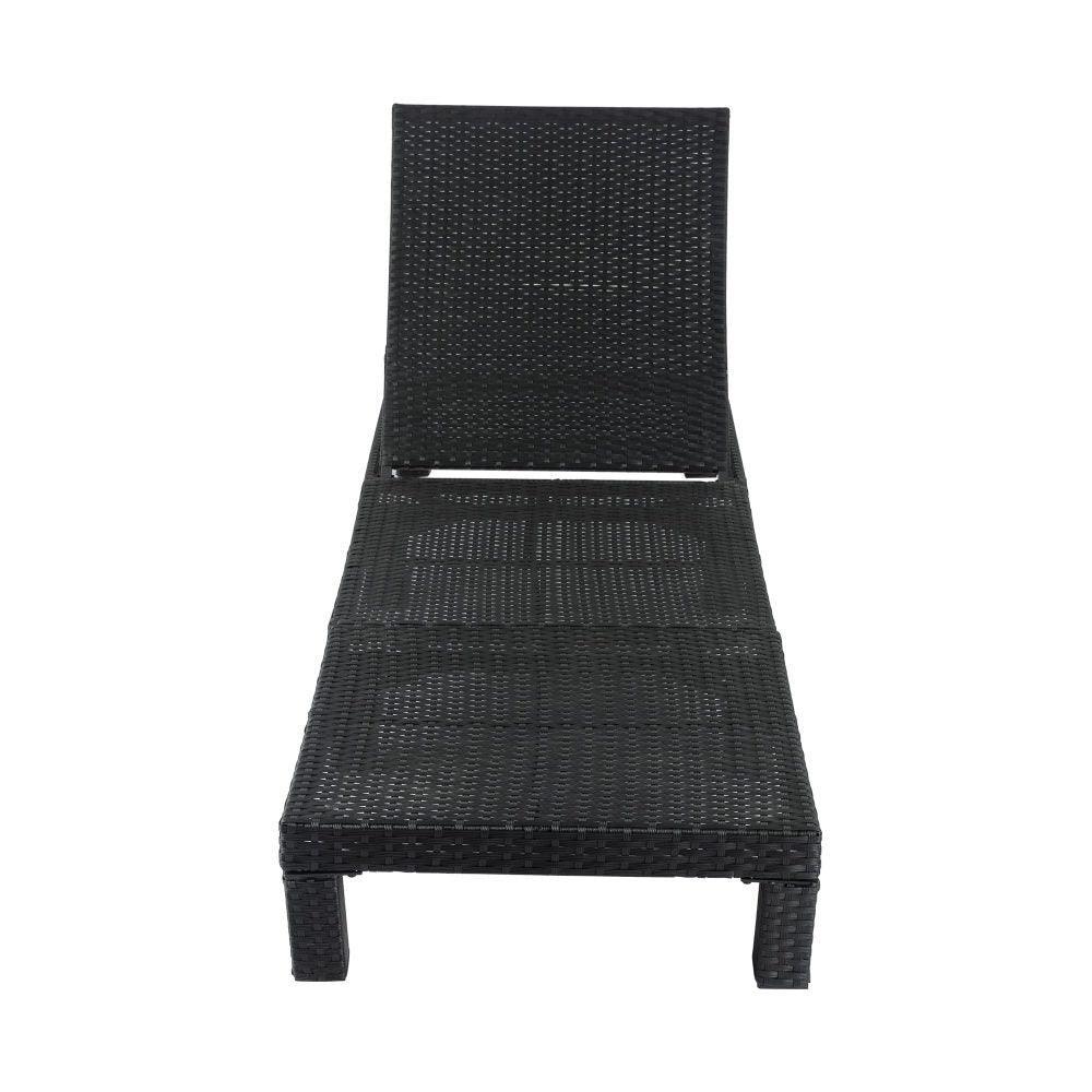 Black Rattan Sunlounge Set with Joining Coffee Table - John Cootes