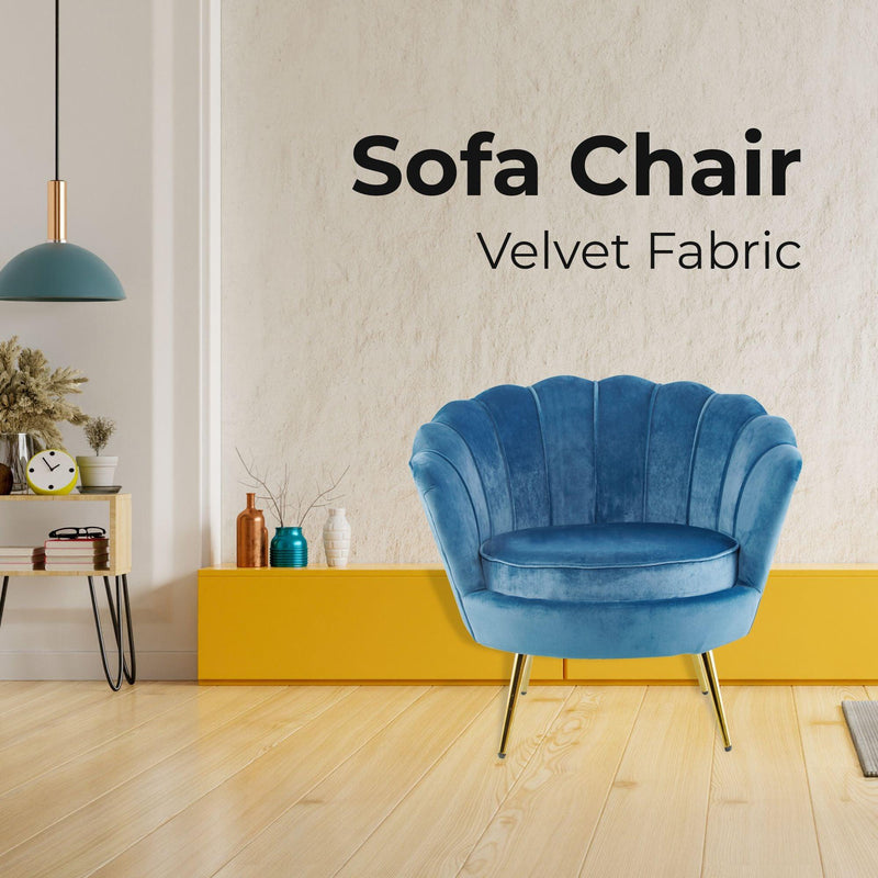 Bloomer Velvet Fabric Accent Sofa Love Chair - Blue - John Cootes