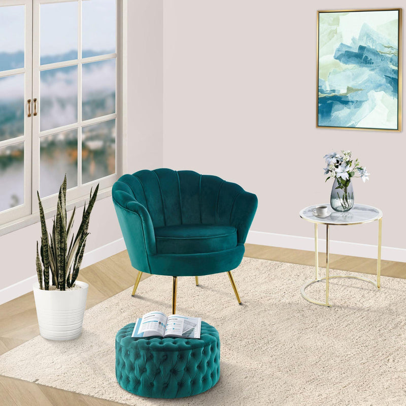 Bloomer Velvet Fabric Accent Sofa Love Chair - Green - John Cootes