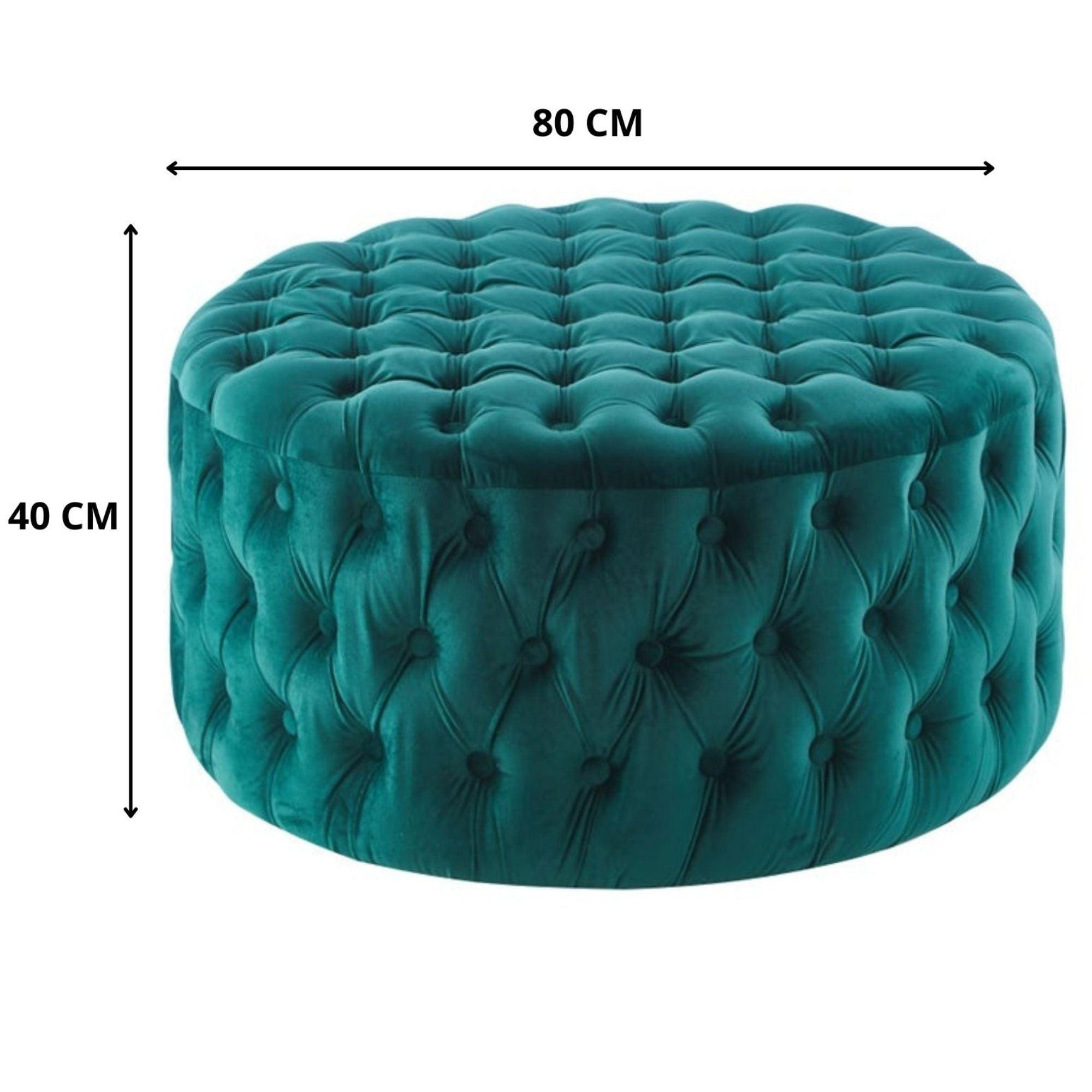 Bloomer Velvet Fabric Accent Sofa Love Chair Round Ottoman Set Green