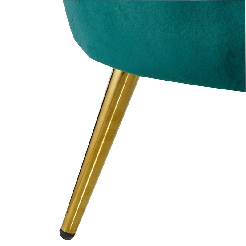 Bloomer Velvet Fabric Accent Sofa Love Chair Round Ottoman Set - Green - John Cootes