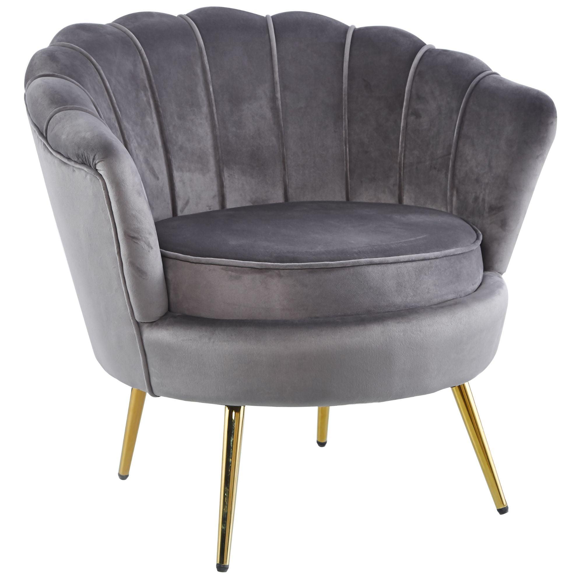 Bloomer Velvet Fabric Accent Sofa Love Chair Round Ottoman Set - Grey - John Cootes