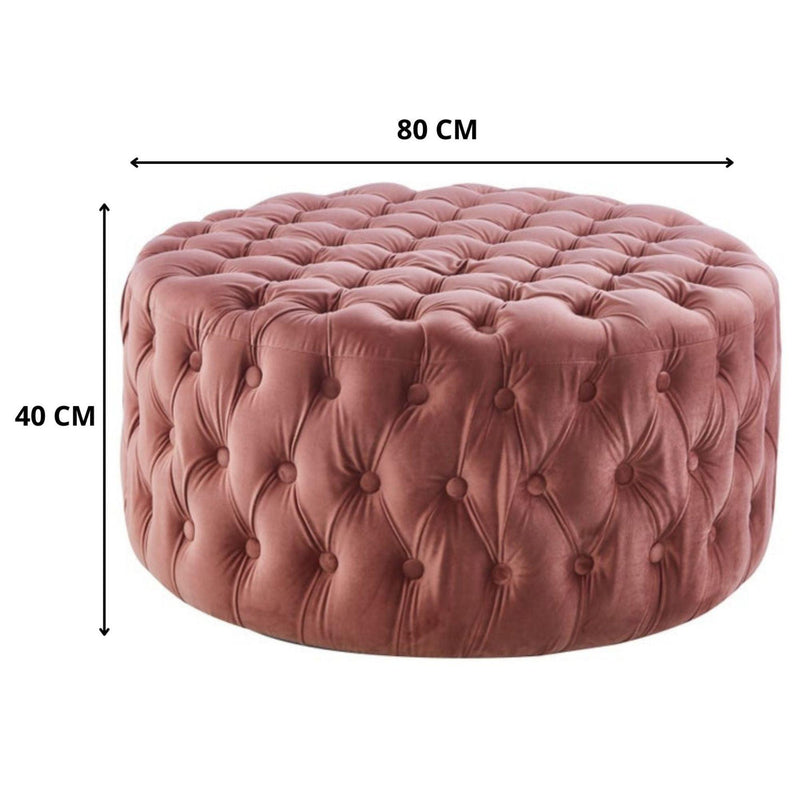 Bloomer Velvet Fabric Accent Sofa Love Chair Round Ottoman Set - Rose Pink - John Cootes
