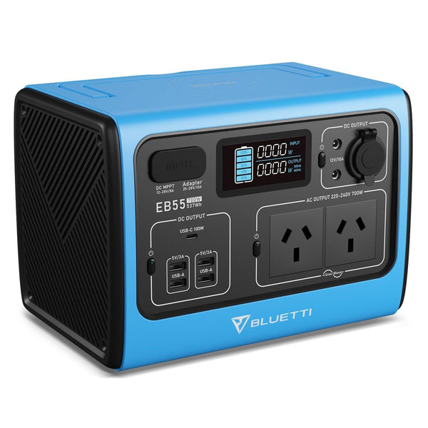 Bluetti EB55 Portable Power Staiotn 700W/537Wh LiFePO4 Battery Backup AU Plug for Home Emergency Outdoor Camping Blue - John Cootes