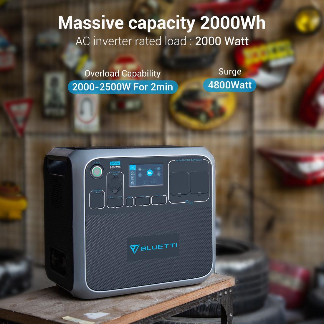 Bluetti Portable Power Station AC200P 2000WH 2000W Solar Genrator for Van Home Emergency Outdoor Camping Explore - Black - John Cootes