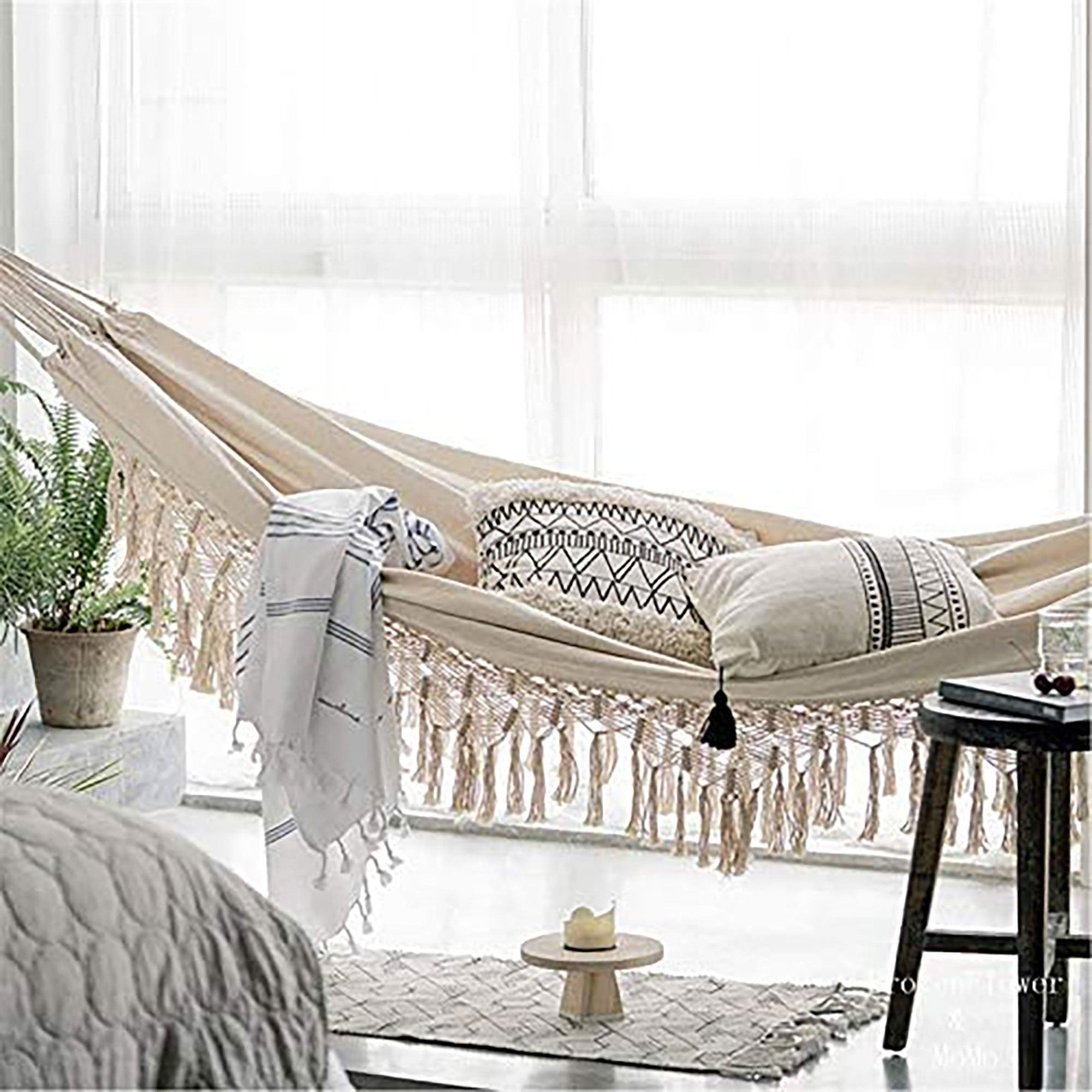 Boho Cotton Macrame Hammock-Natural - John Cootes