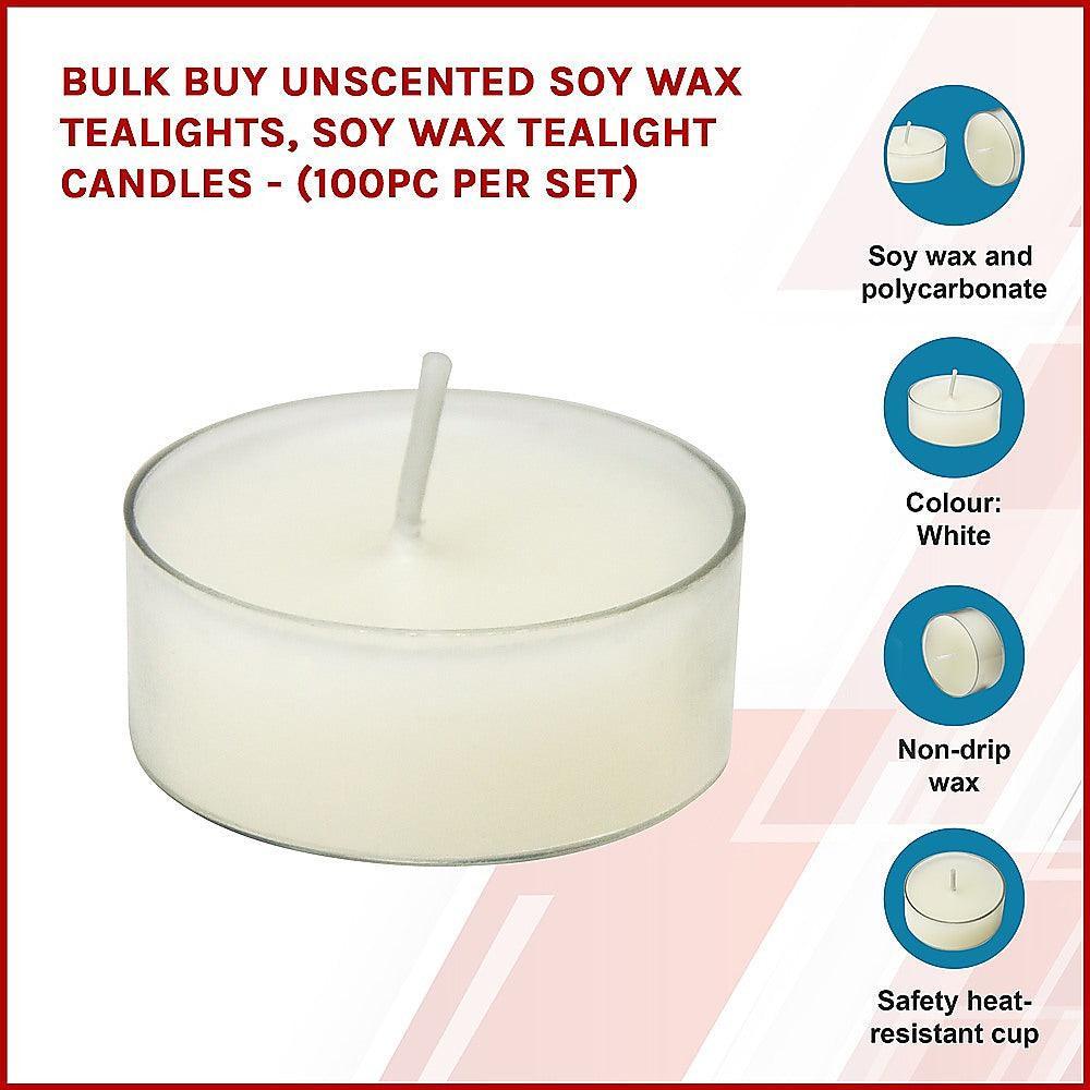 Bulk Buy Unscented SOY WAX Tealights, Soy Wax Tealight Candles - (100pc per set) - John Cootes