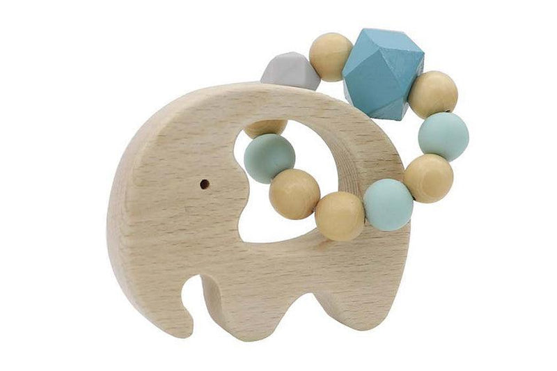 CALM & BREEZY ELEPHANT RATTLE WITH SILICONE BEAD - John Cootes
