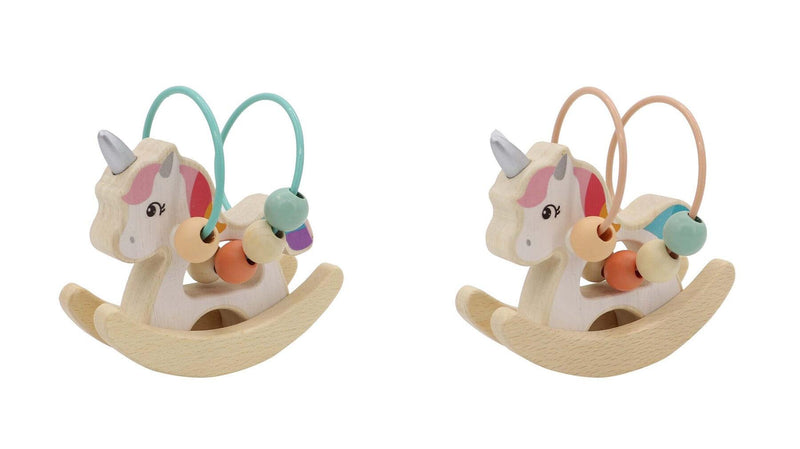 CALM & BREEZY WOODEN UNICORN ROCKER WITH BEADS IN DISPLAY BOX - John Cootes