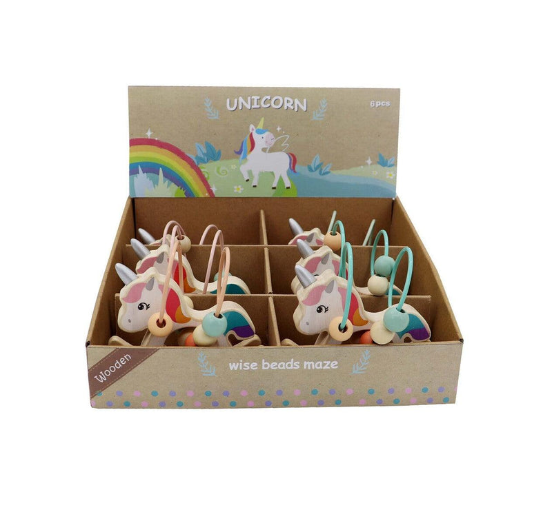 CALM & BREEZY WOODEN UNICORN ROCKER WITH BEADS IN DISPLAY BOX - John Cootes