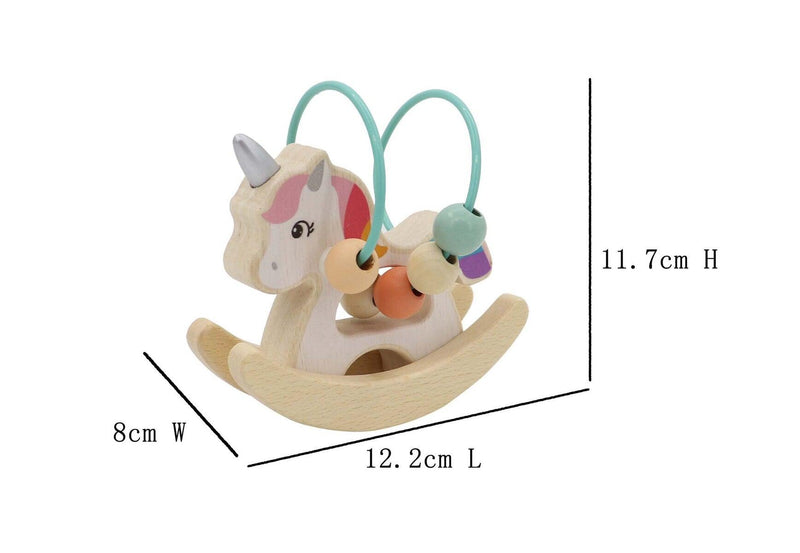 CALM & BREEZY WOODEN UNICORN ROCKER WITH BEADS IN DISPLAY BOX - John Cootes