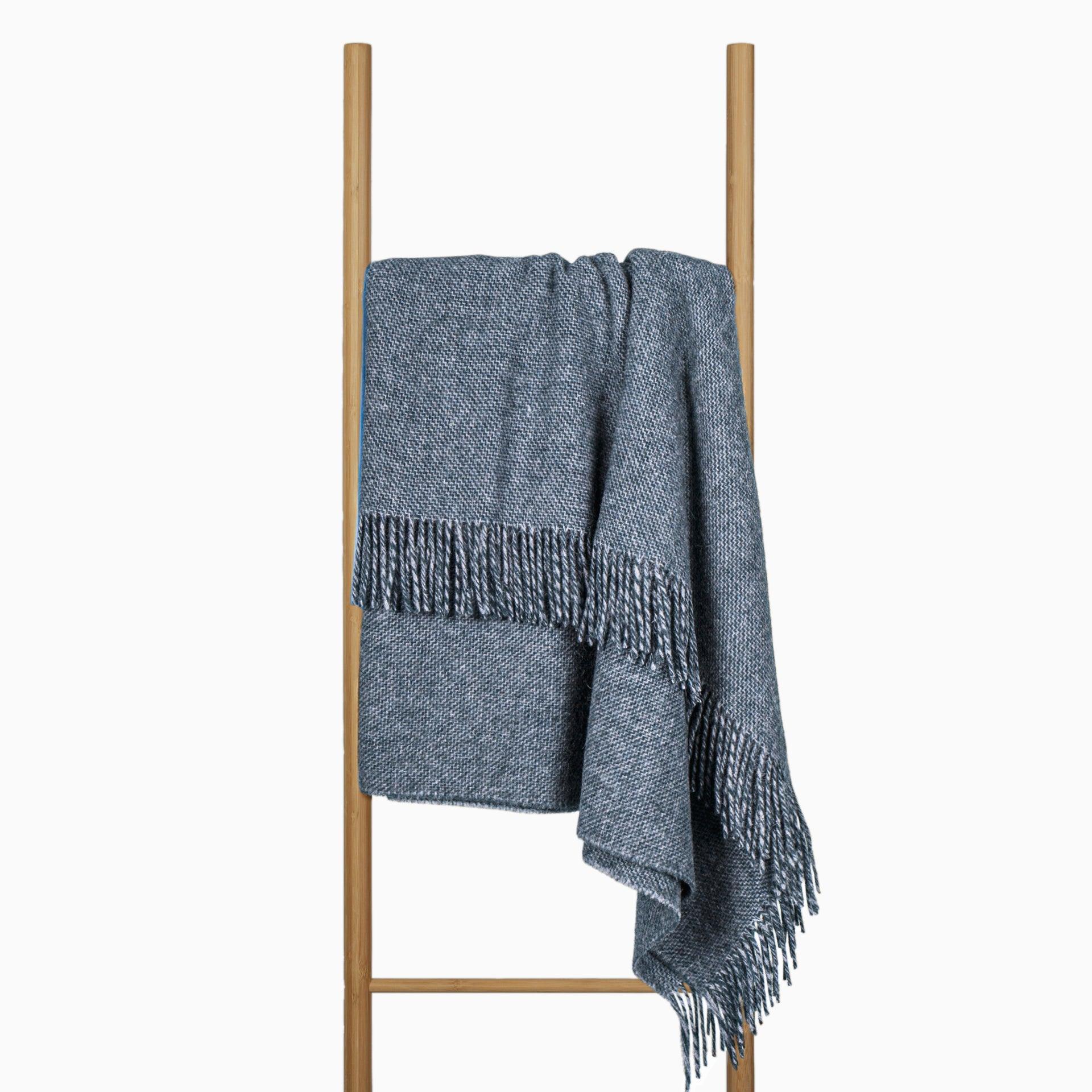 Cambridge Throw - 100% NZ Wool - Navy - John Cootes