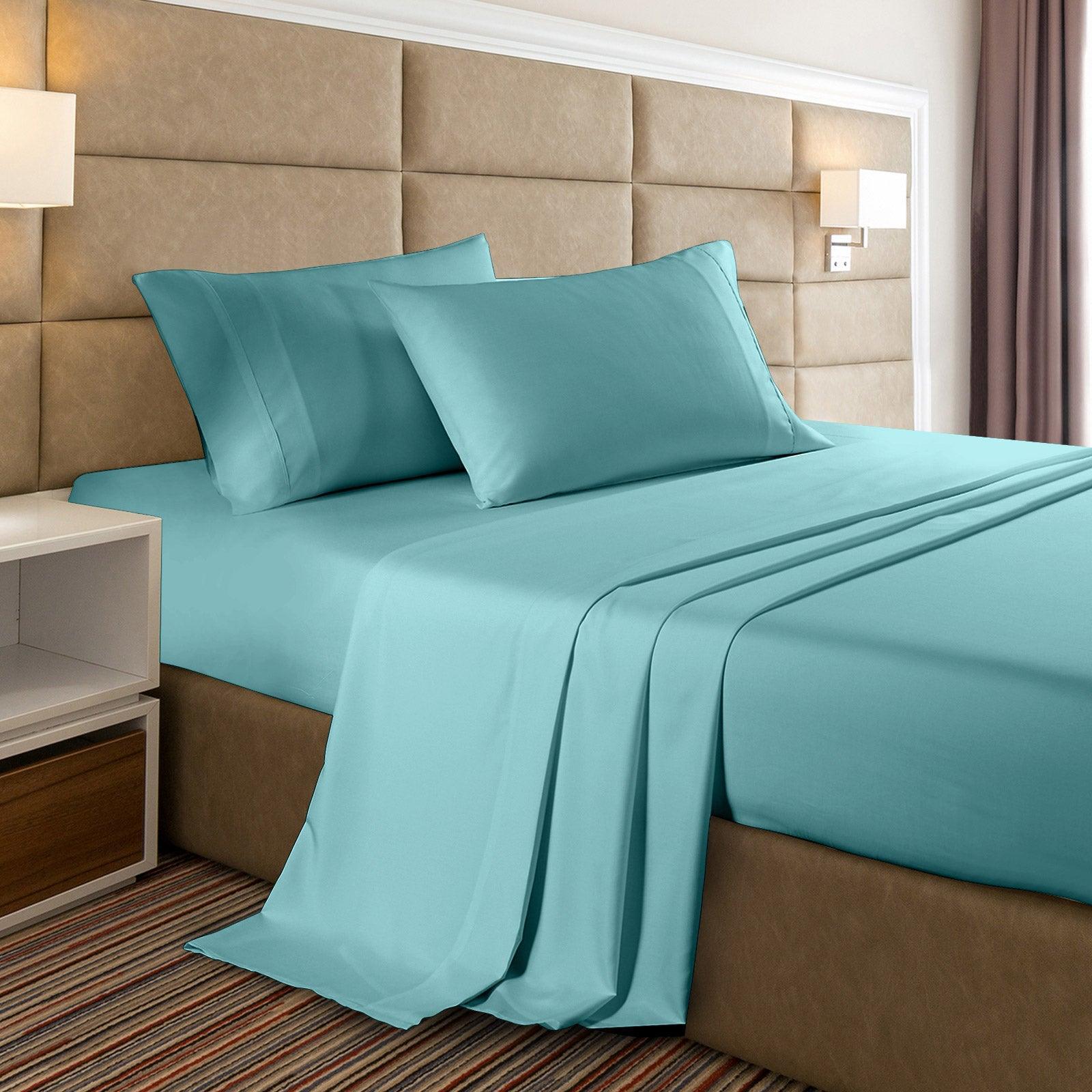 Casa Decor 2000 Thread Count Bamboo Cooling Sheet Set Ultra Soft Bedding - Double - Aqua - John Cootes