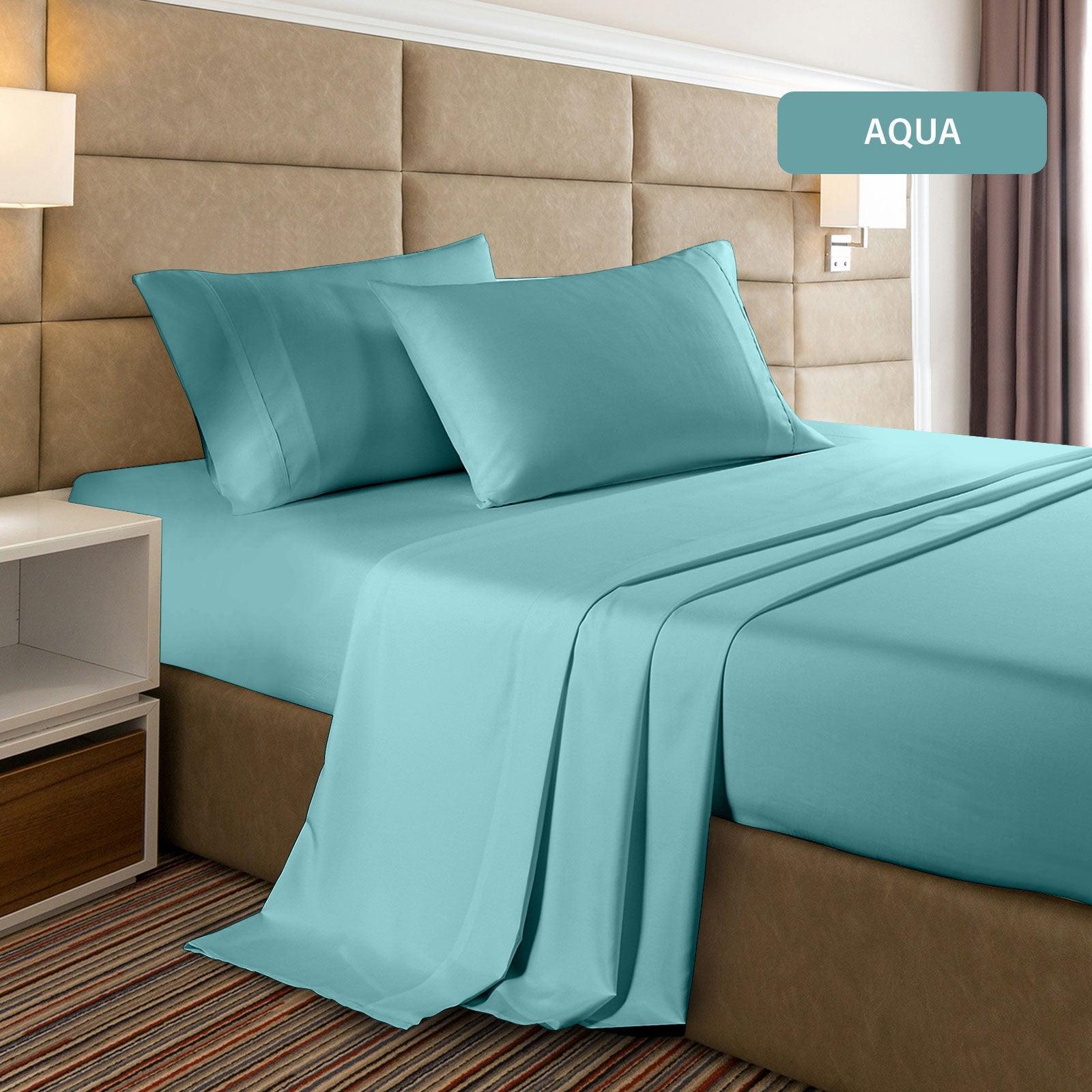 Casa Decor 2000 Thread Count Bamboo Cooling Sheet Set Ultra Soft Bedding - Double - Aqua - John Cootes