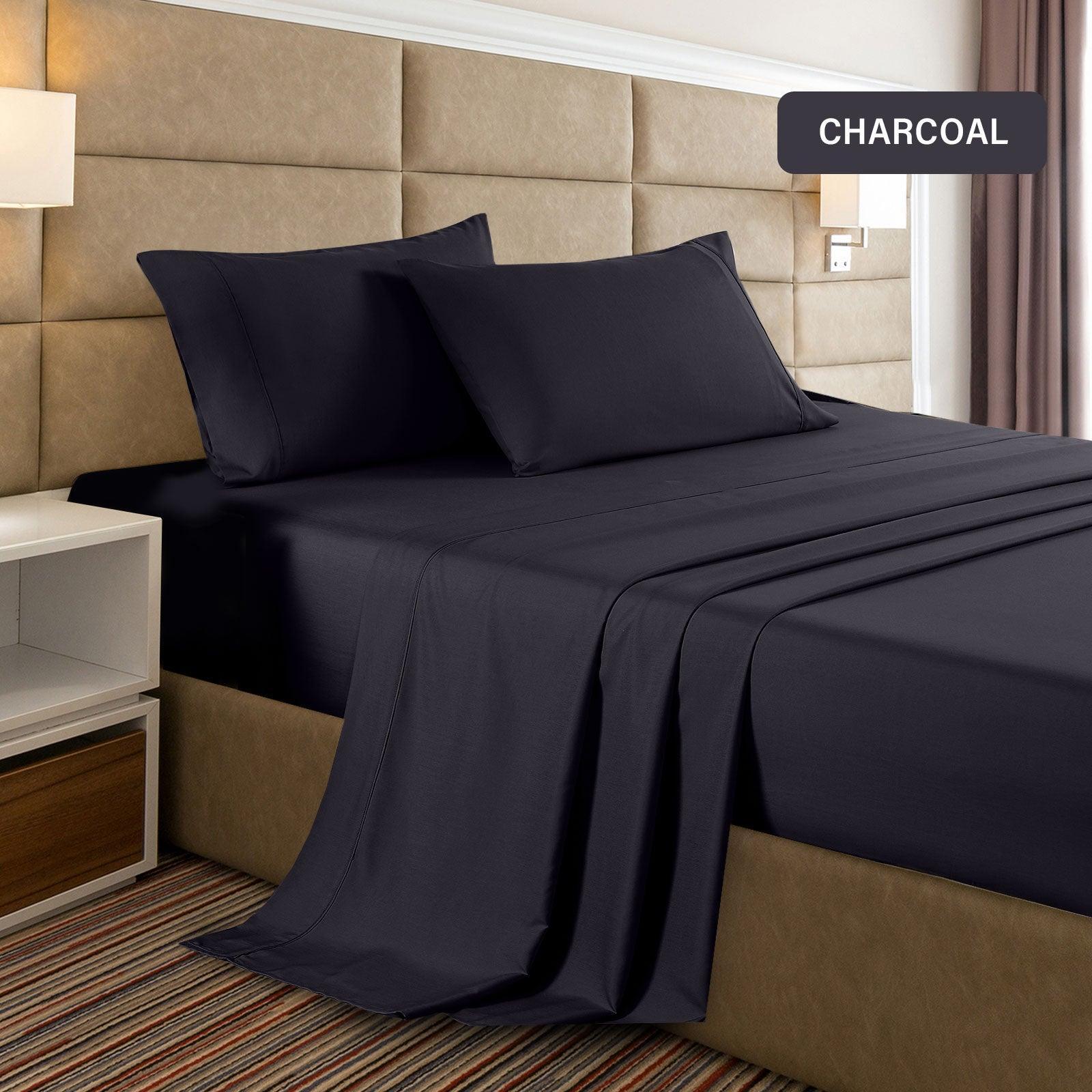 Casa Decor 2000 Thread Count Bamboo Cooling Sheet Set Ultra Soft Bedding - Double - Charcoal - John Cootes