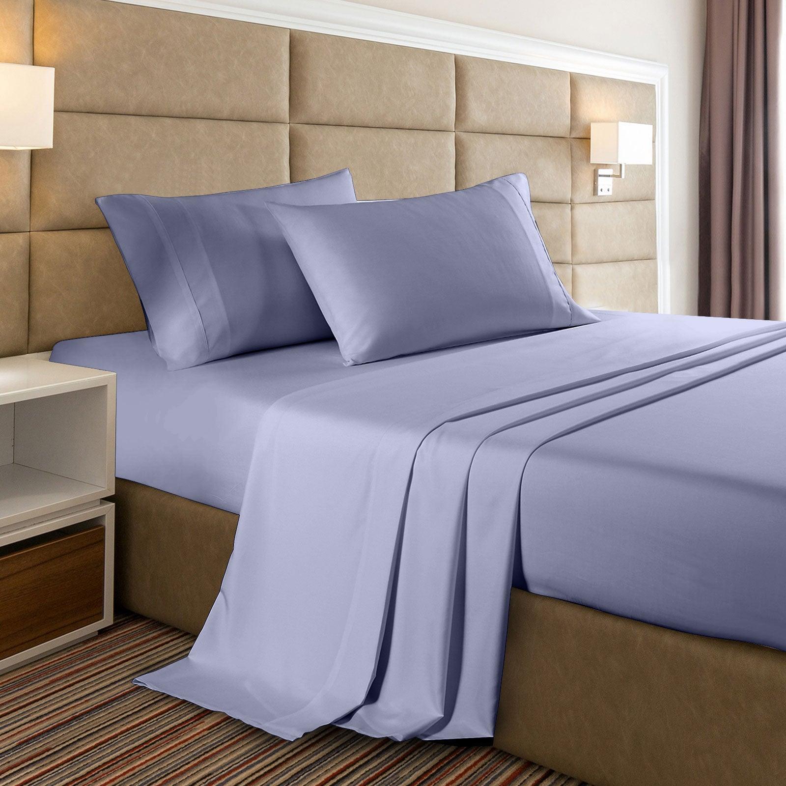 Casa Decor 2000 Thread Count Bamboo Cooling Sheet Set Ultra Soft Bedding - Double - Lilac Grey - John Cootes