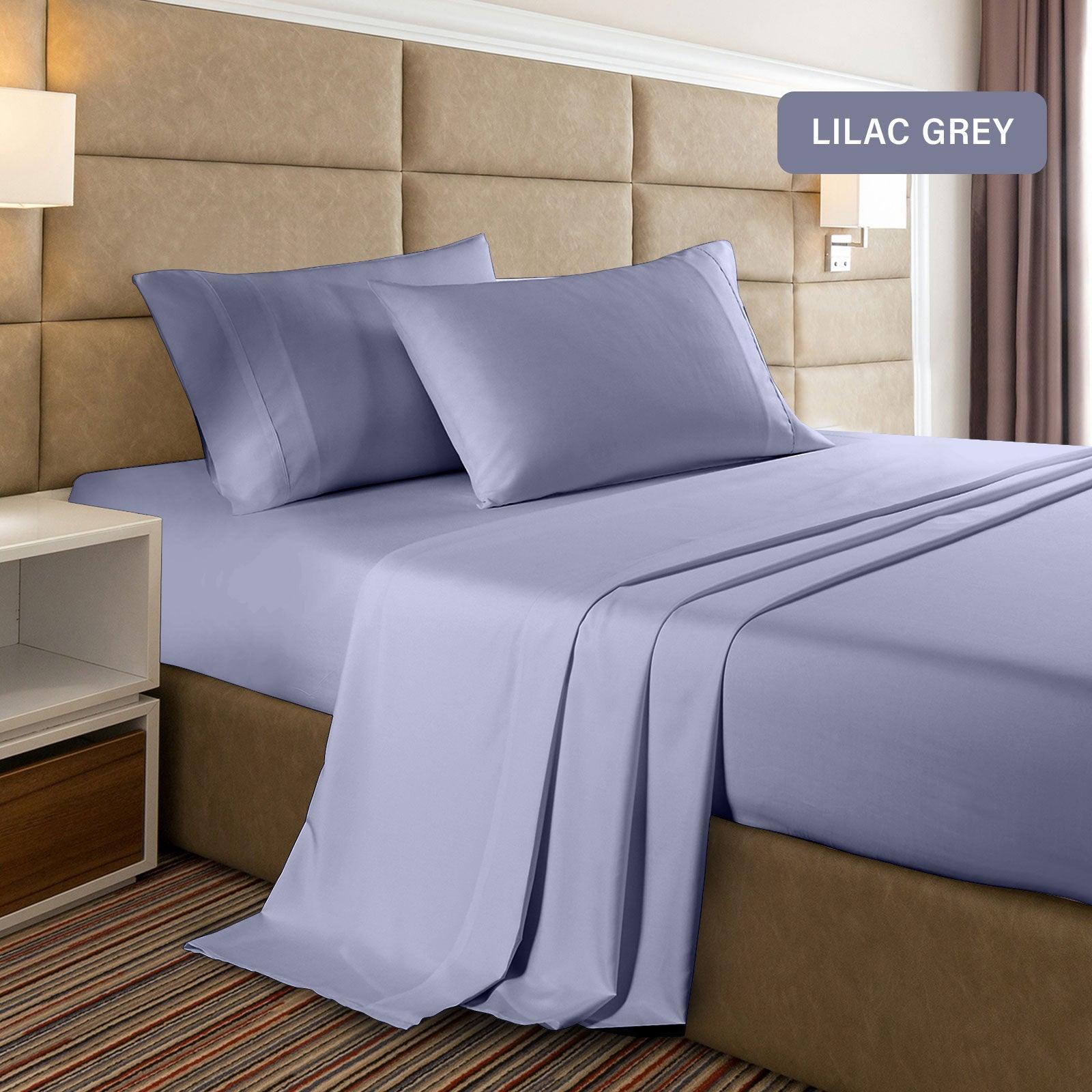 Casa Decor 2000 Thread Count Bamboo Cooling Sheet Set Ultra Soft Bedding - Double - Lilac Grey - John Cootes