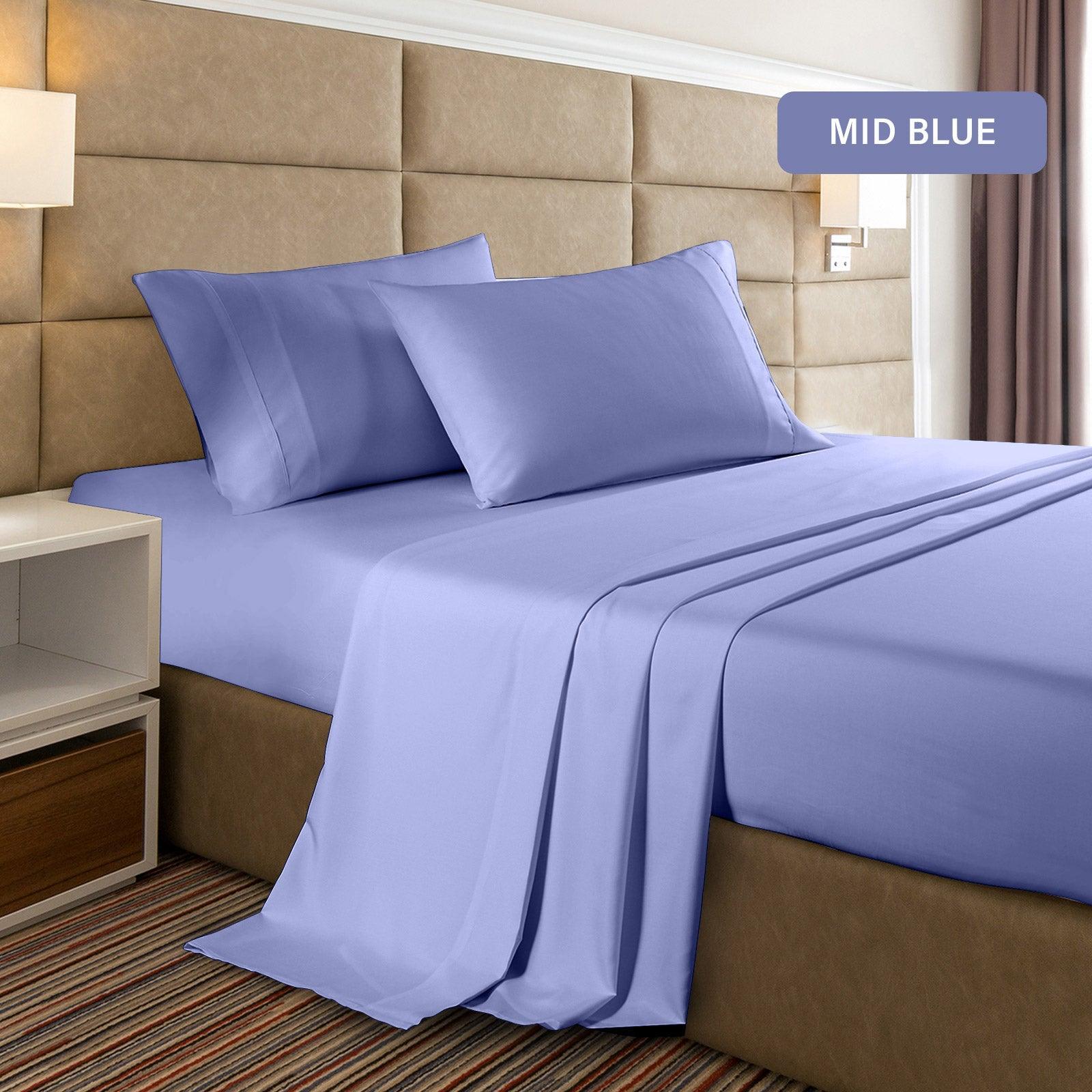 Casa Decor 2000 Thread Count Bamboo Cooling Sheet Set Ultra Soft Bedding - Double - Mid Blue - John Cootes