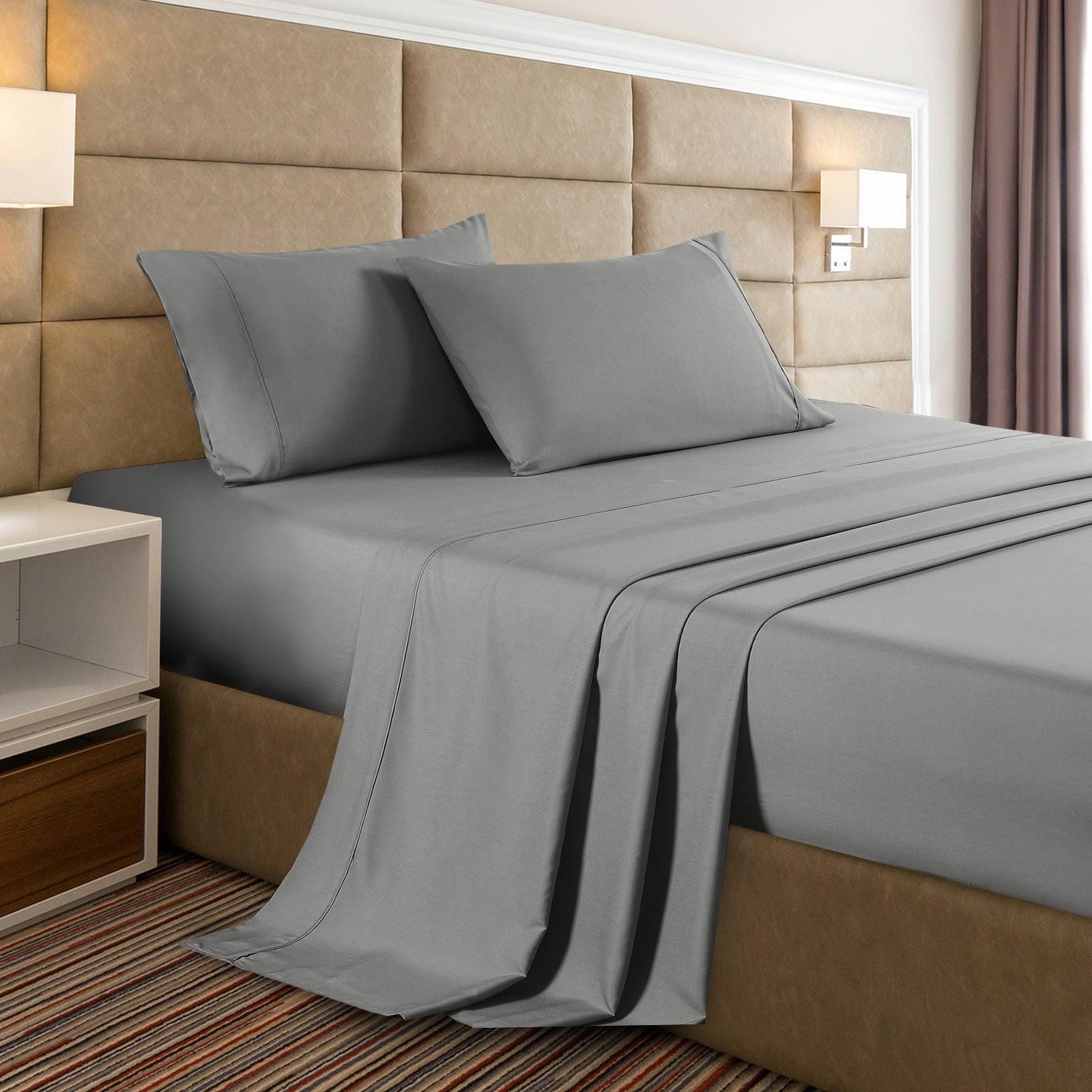 Casa Decor 2000 Thread Count Bamboo Cooling Sheet Set Ultra Soft Bedding - Double - Mid Grey - John Cootes