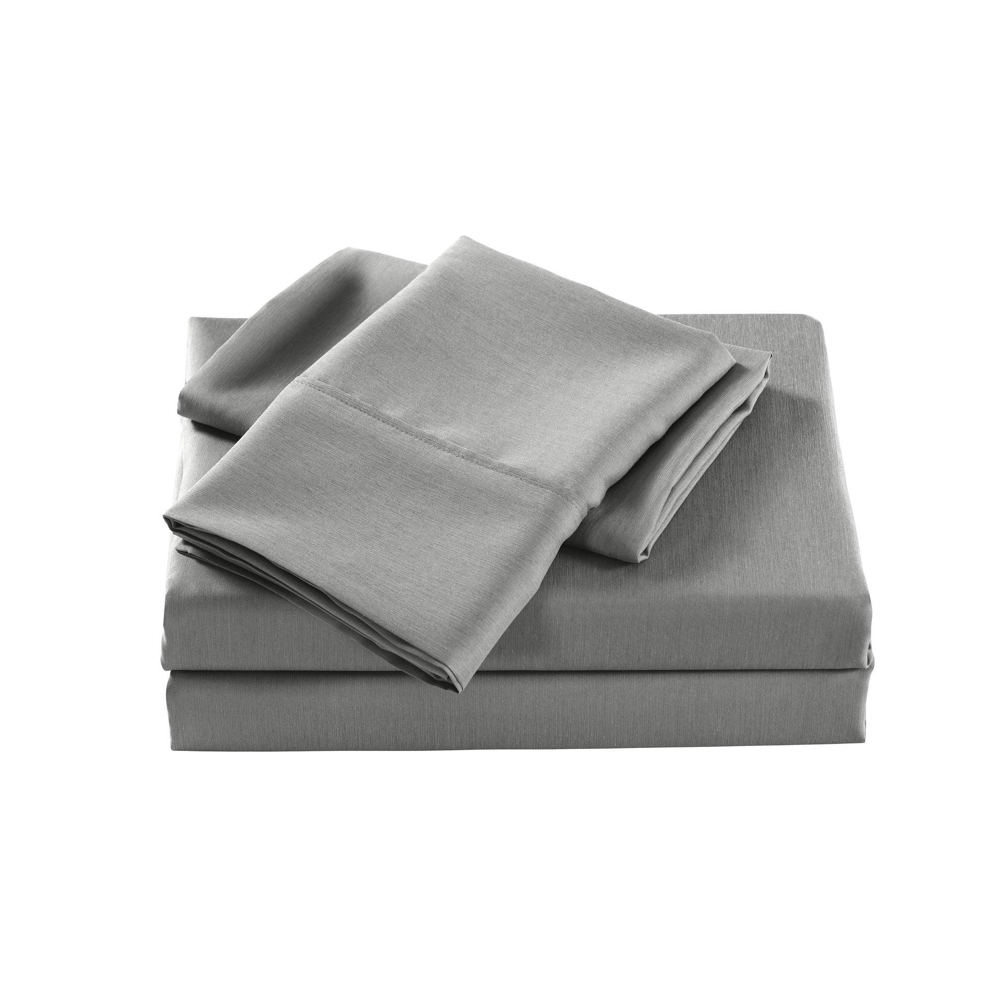 Casa Decor 2000 Thread Count Bamboo Cooling Sheet Set Ultra Soft Bedding - Double - Mid Grey - John Cootes