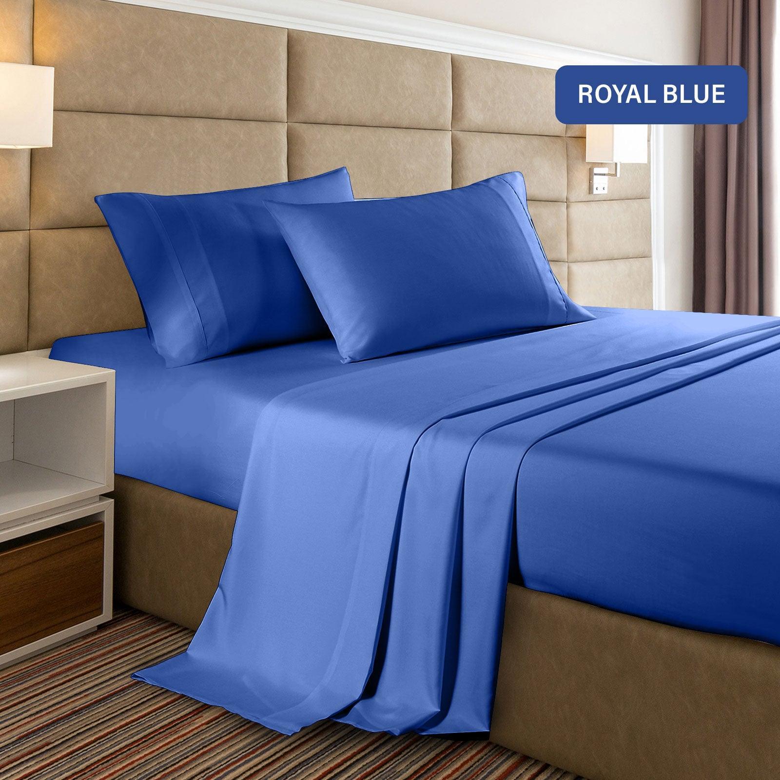 Casa Decor 2000 Thread Count Bamboo Cooling Sheet Set Ultra Soft Bedding - Double - Royal Blue - John Cootes