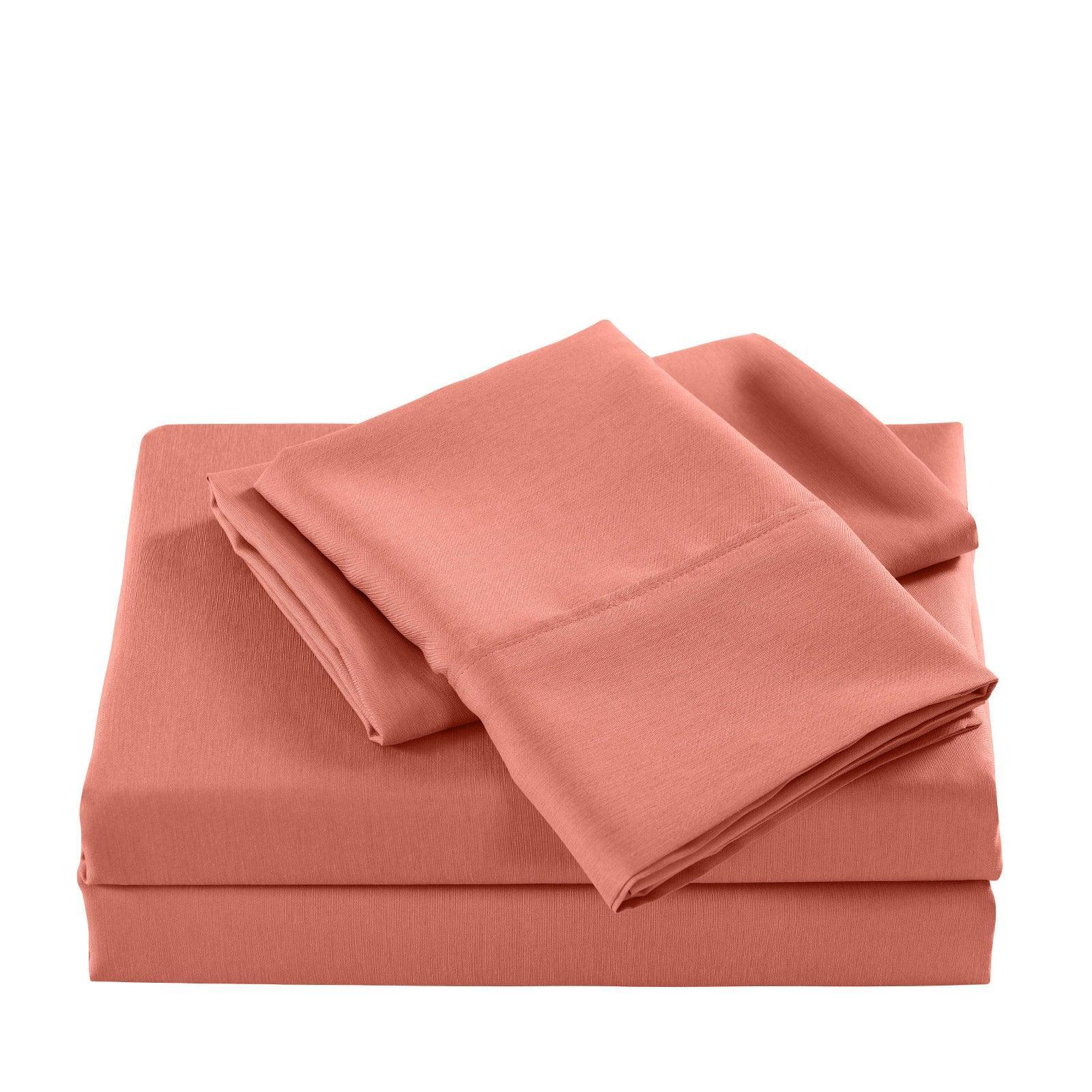 Casa Decor 2000 Thread Count Bamboo Cooling Sheet Set Ultra Soft Bedding - King - Peach - John Cootes