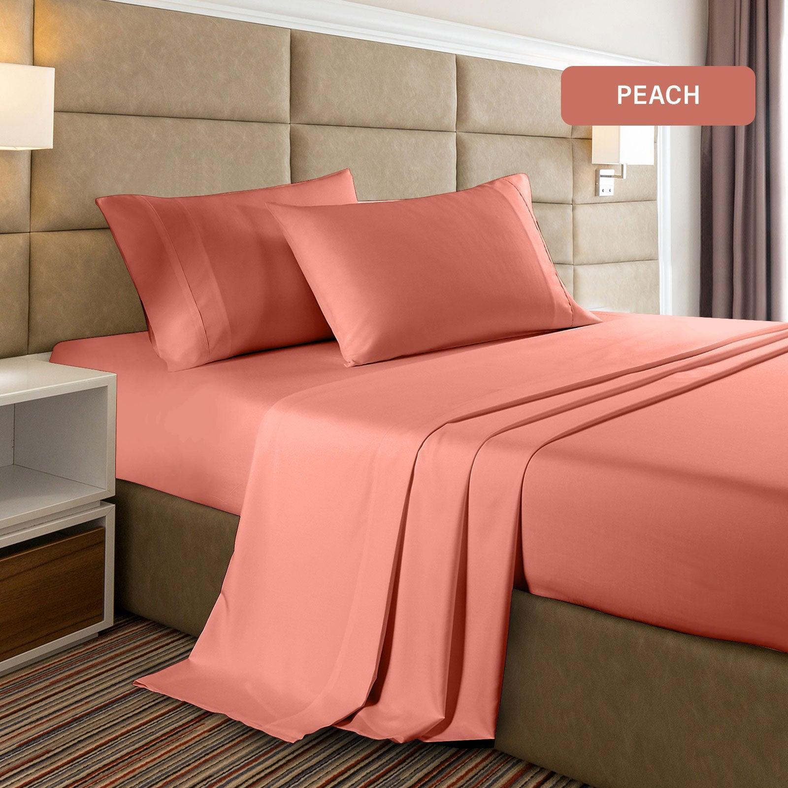 Casa Decor 2000 Thread Count Bamboo Cooling Sheet Set Ultra Soft Bedding - King - Peach - John Cootes