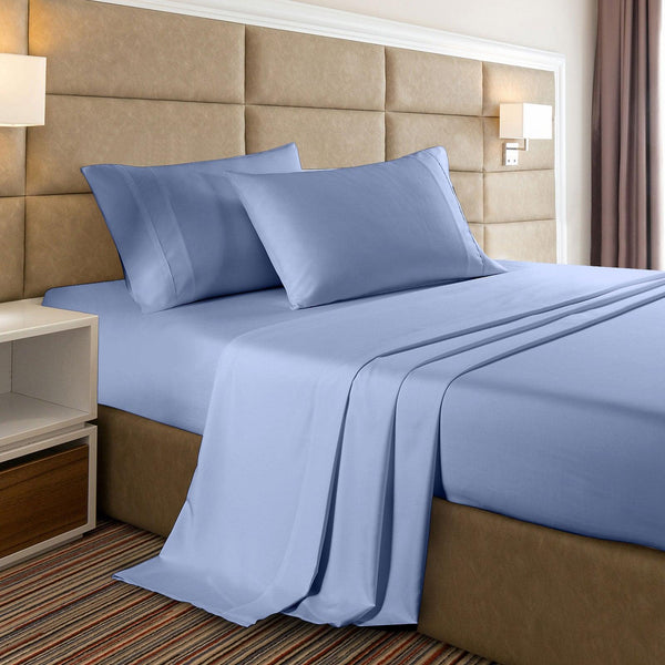 Casa Decor 2000 Thread Count Bamboo Cooling Sheet Set Ultra Soft Bedding - Single - Light Blue - John Cootes