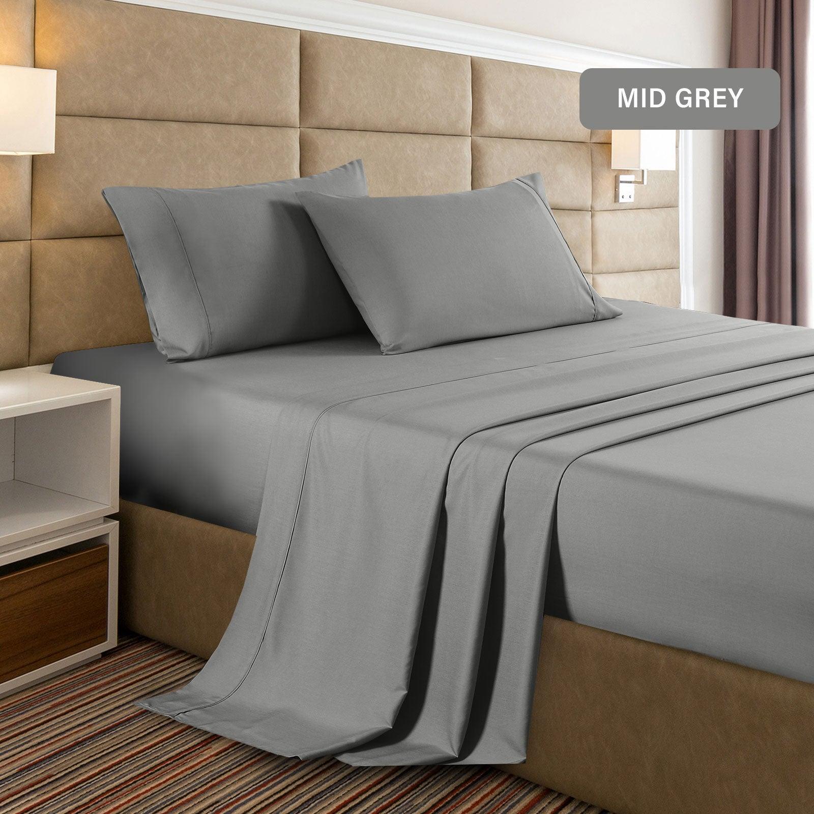 Casa Decor 2000 Thread Count Bamboo Cooling Sheet Set Ultra Soft Bedding - Single - Mid Grey - John Cootes