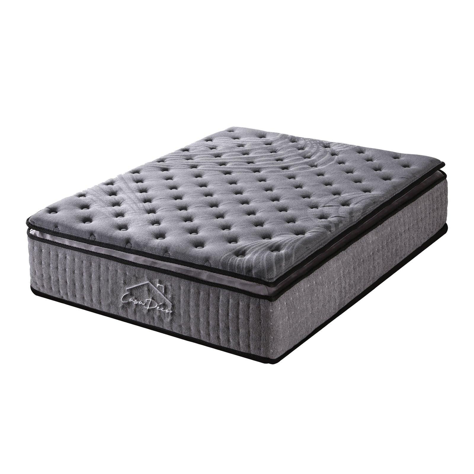 Casa Decor Bamboo Charcoal Mattress Pocket Spring Pillowtop 5 Zone 32cm Depth - Double - Charcoal - John Cootes