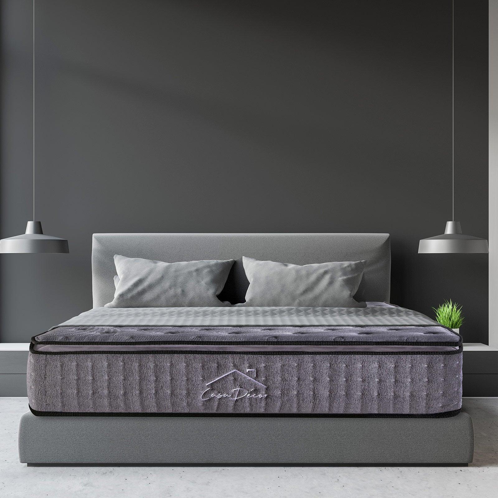 Casa Decor Bamboo Charcoal Mattress Pocket Spring Pillowtop 5 Zone 32cm Depth - Double - Charcoal - John Cootes