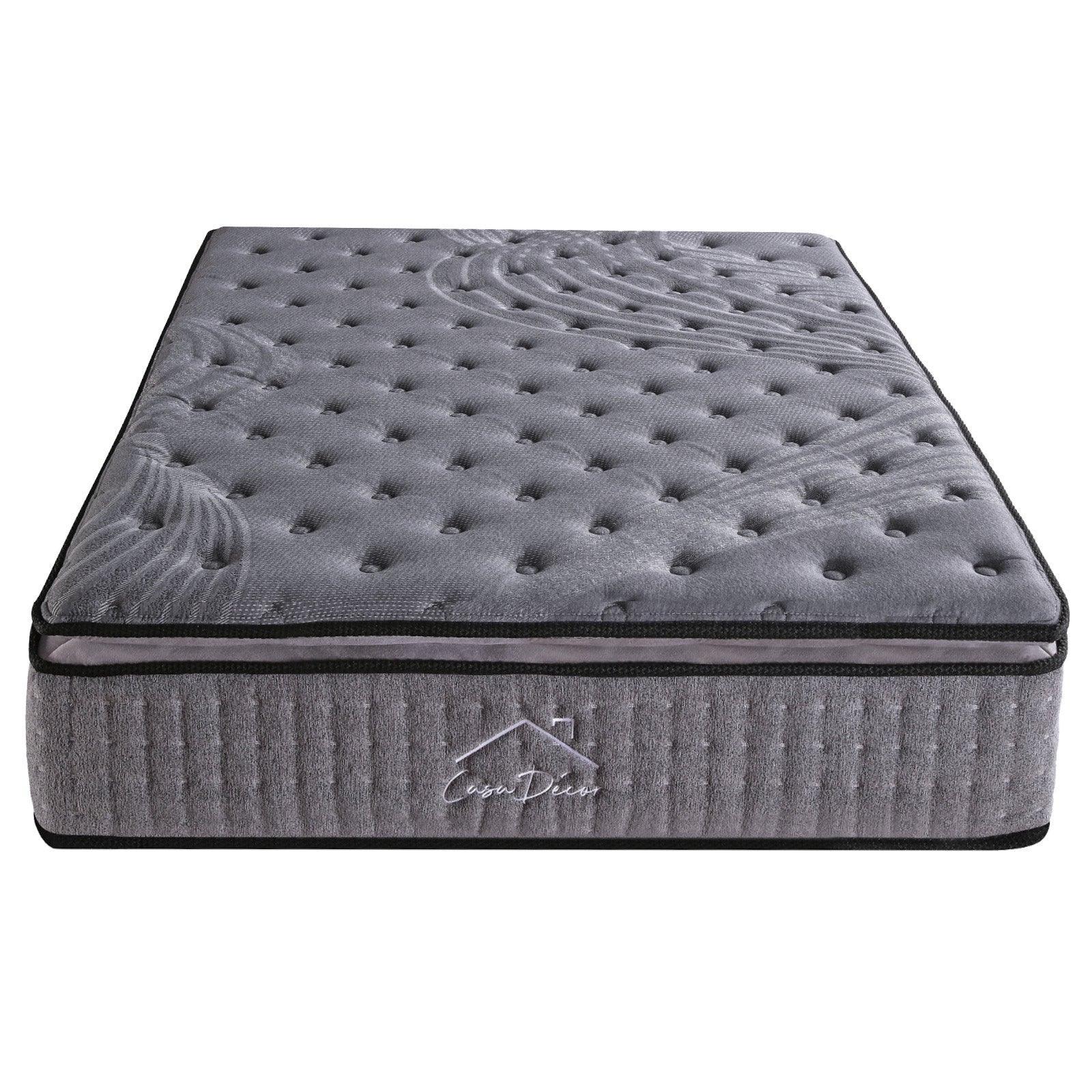 Casa Decor Bamboo Charcoal Mattress Pocket Spring Pillowtop 5 Zone 32cm Depth - Double - Charcoal - John Cootes