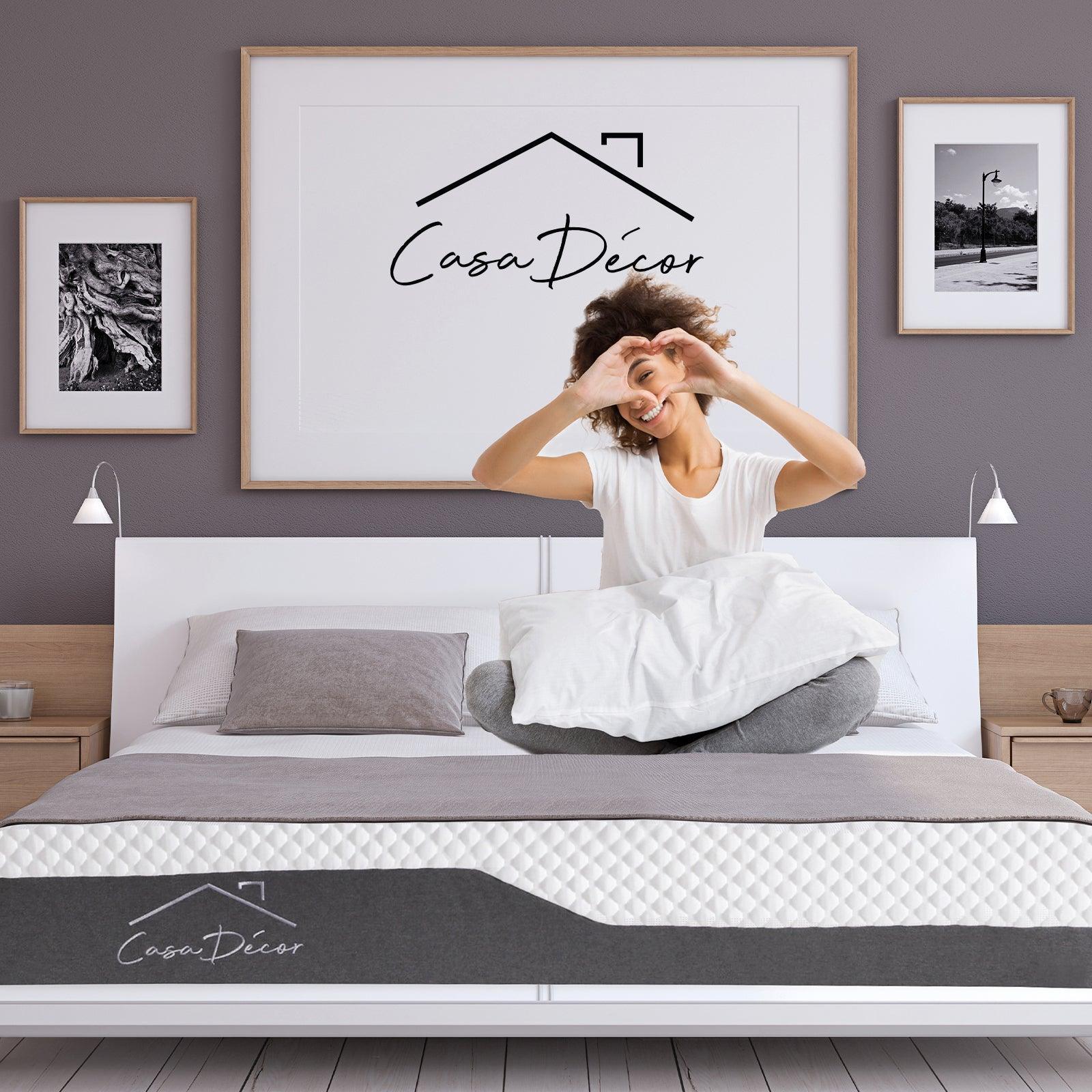 Casa Decor Memory Foam Luxe Hybrid Mattress Cool Gel 25cm Depth Medium Firm - Double - White Charcoal Grey - John Cootes