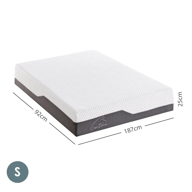 Casa Decor Memory Foam Luxe Hybrid Mattress Cool Gel 25cm Depth Medium Firm - Single - White Charcoal Grey - John Cootes