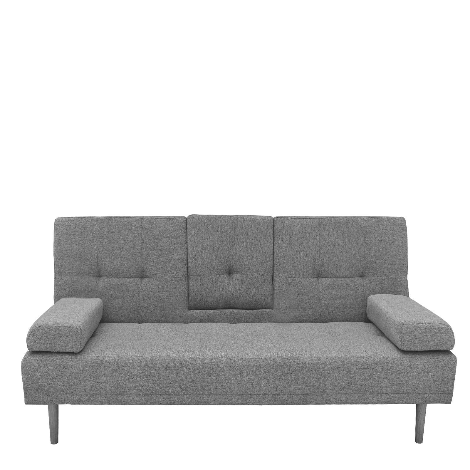 Casa Decor Mendoza 2 in 1 Sofa Bed Couch Grey Pull Down Cupholder 3 Seats Futon - John Cootes