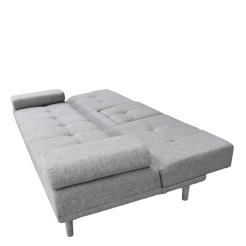 Casa Decor Mendoza 2 in 1 Sofa Bed Couch Grey Pull Down Cupholder 3 Seats Futon - John Cootes