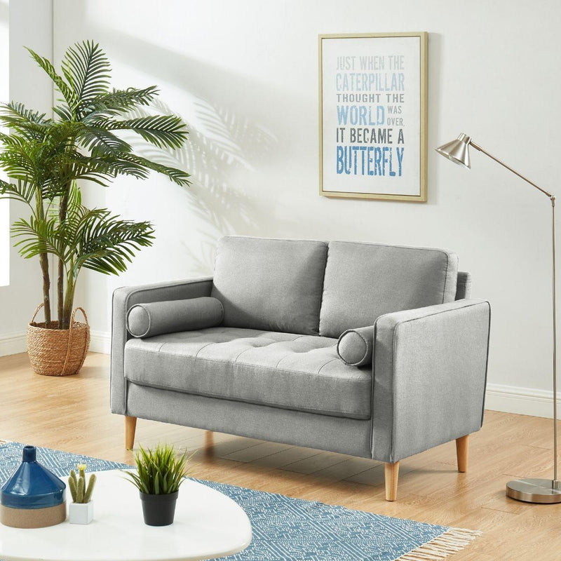 Cassandra 2 Seater Sofa Loveseat Couch Light Grey - John Cootes