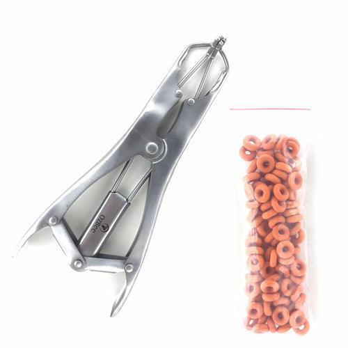 Cattle Lamb Sheep Stainless Steel Elastrator Castrating Plier with 100 Rubber - John Cootes