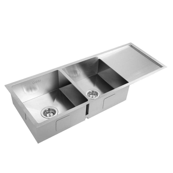 Cefito 111cm x 45cm Stainless Steel Kitchen Sink Under/Top/Flush Mount Silver - John Cootes