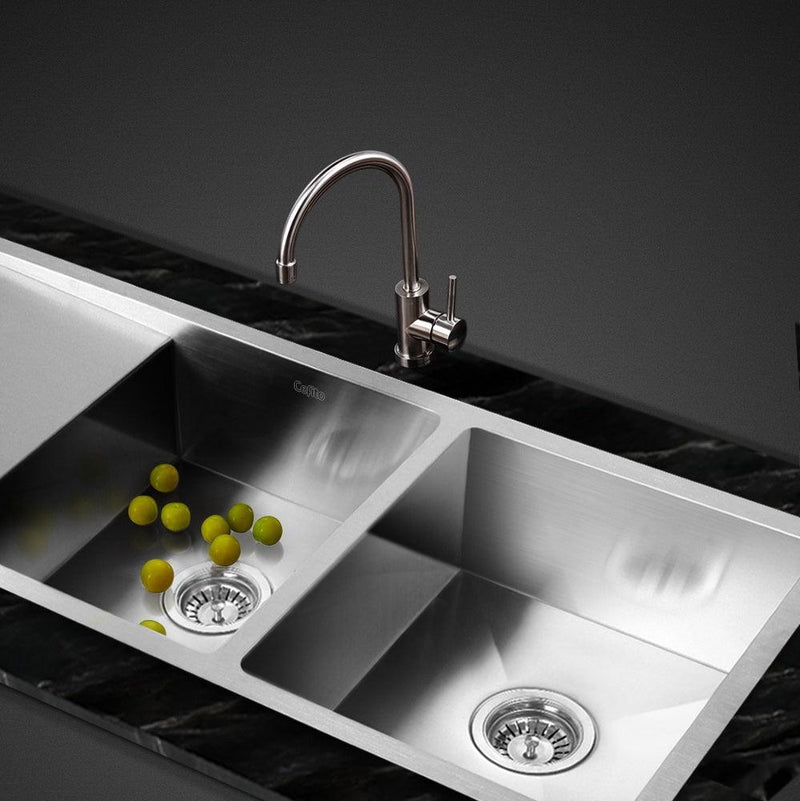 Cefito 111cm x 45cm Stainless Steel Kitchen Sink Under/Top/Flush Mount Silver - John Cootes