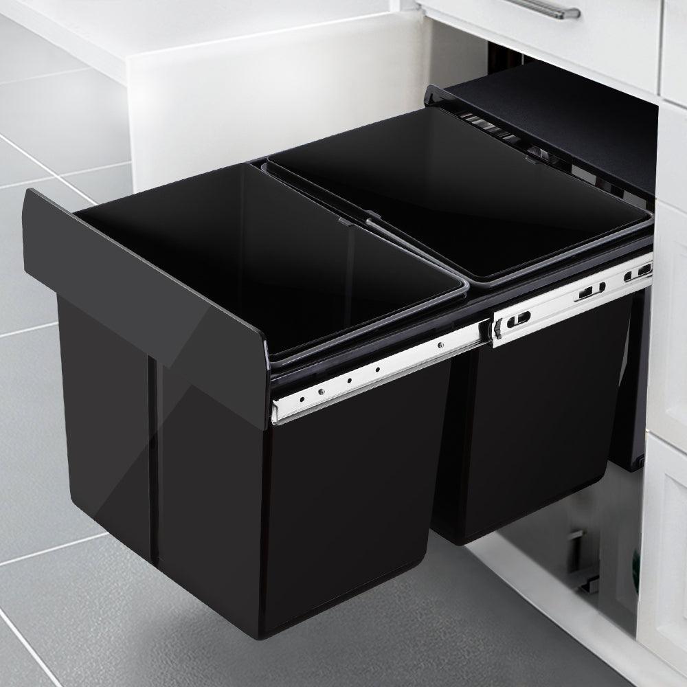 Cefito 2x15L Pull Out Bin - Black - John Cootes