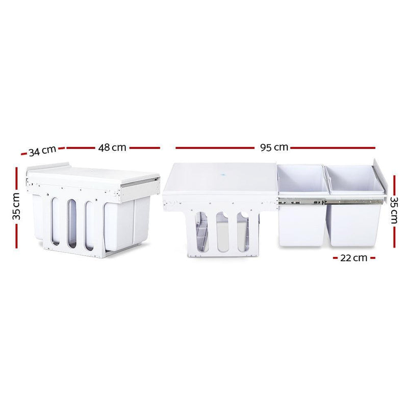 Cefito 2x15L Pull Out Bin - White - John Cootes