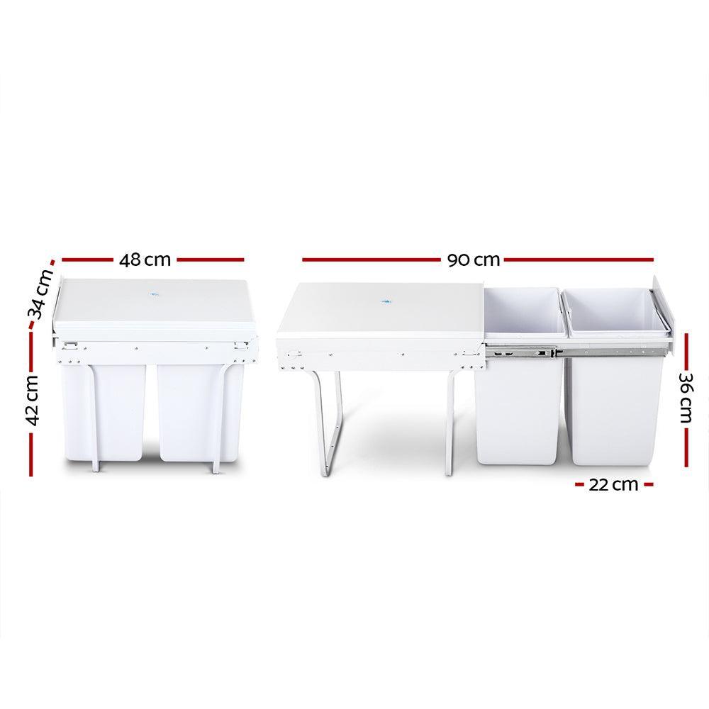 Cefito 2x20L Pull Out Bin - White - John Cootes