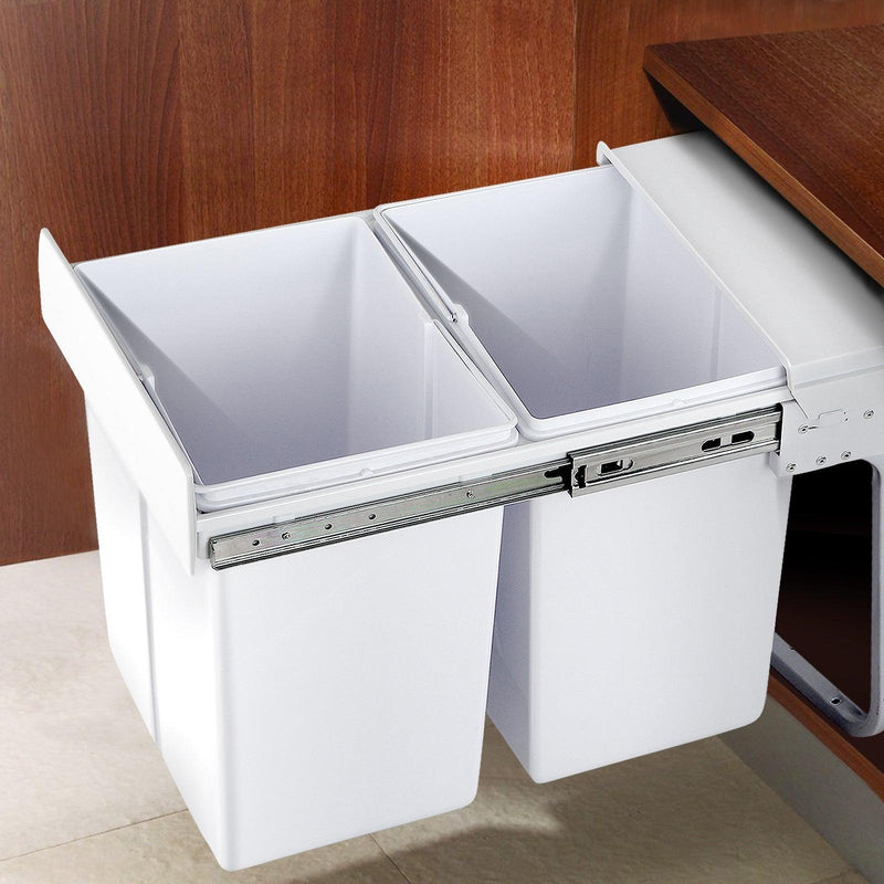 Cefito 2x20L Pull Out Bin - White - John Cootes
