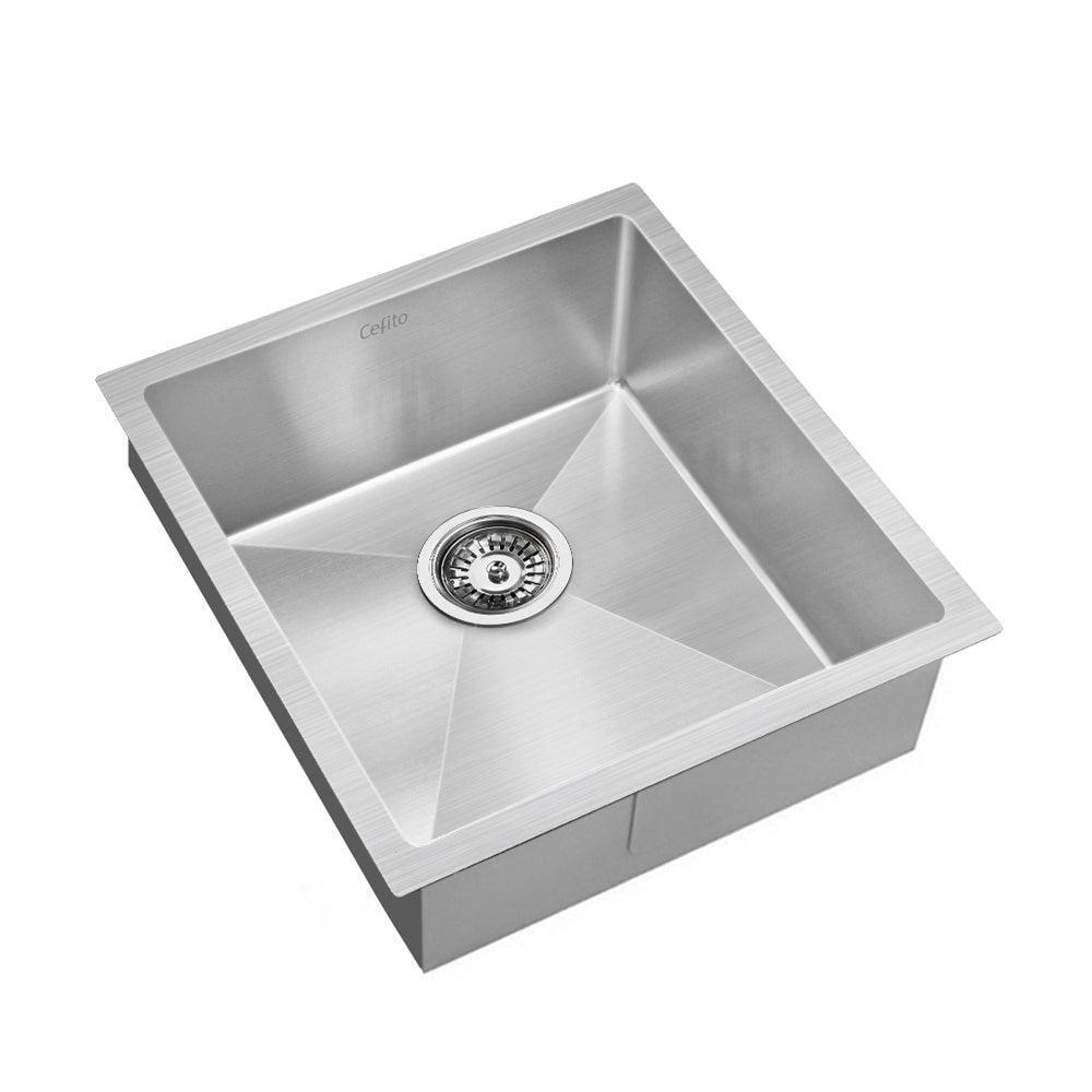 Cefito 44cm x 44cm Stainless Steel Kitchen Sink Under/Top/Flush Mount Black - John Cootes