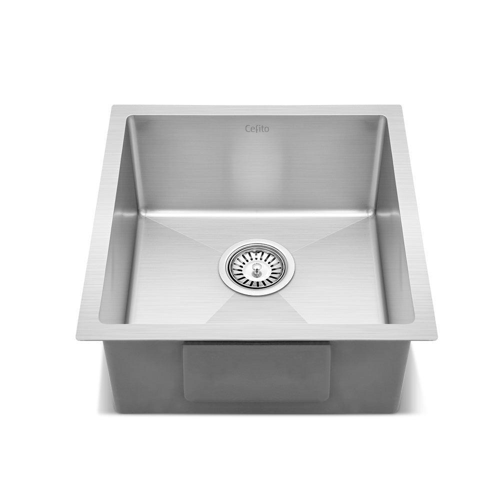 Cefito 44cm x 44cm Stainless Steel Kitchen Sink Under/Top/Flush Mount Black - John Cootes