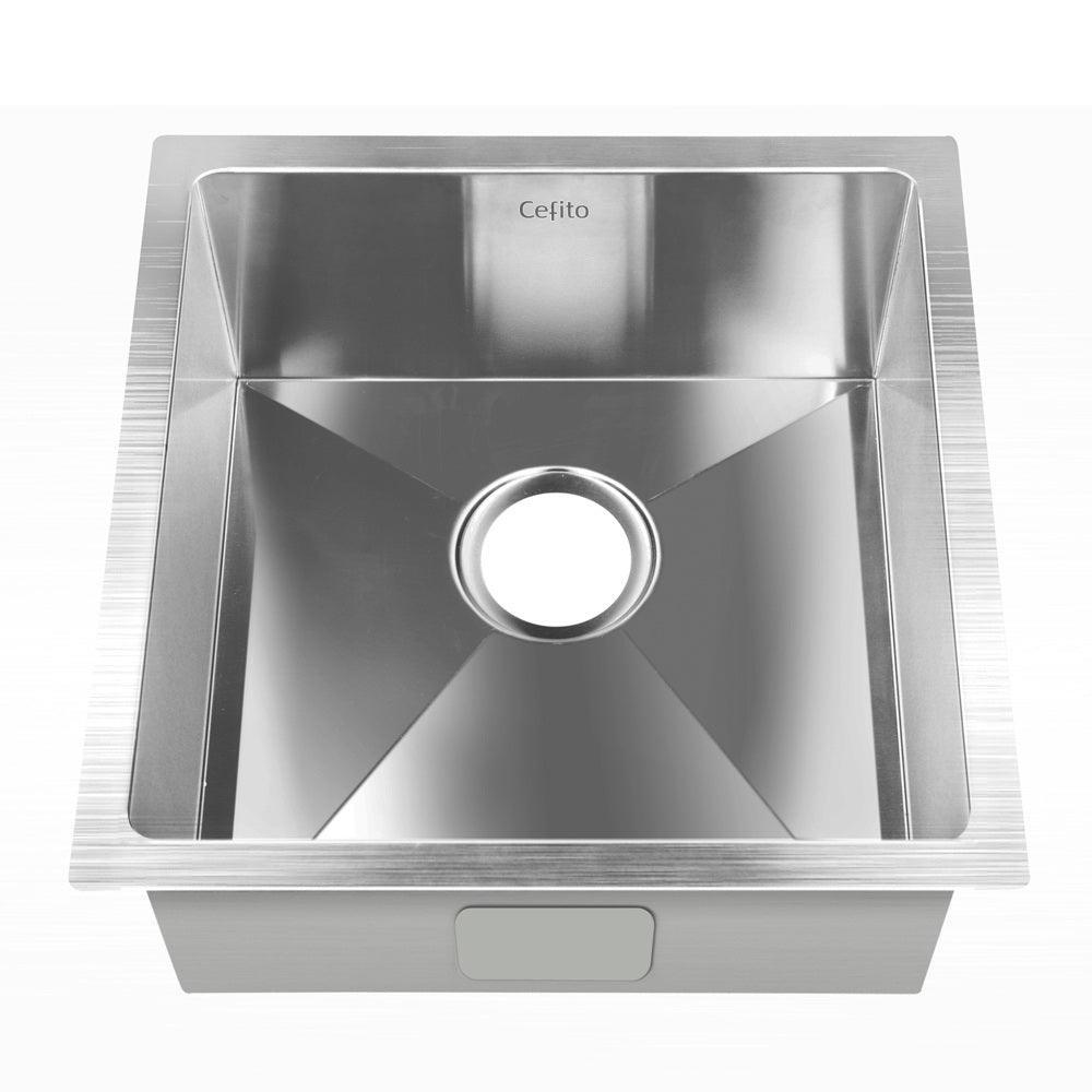 Cefito 44cm x 44cm Stainless Steel Kitchen Sink Under/Top/Flush Mount Silver - John Cootes